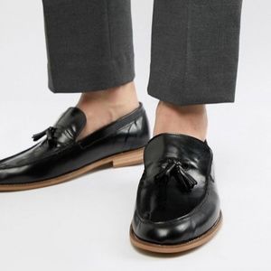 River Island Leather Loafers With Tassels In Paten